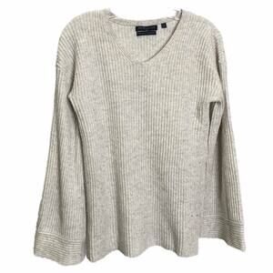 Brown Allan Women's Sz XS Sweater Oatmeal Merino Wool Cashmere